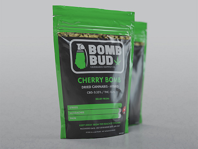 Bomb Bud - 3D Package Render 3d render adobe dimension brand identity branding cannabis design graphic design logo logo design marijuana product design weed