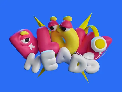 Blow heads 3d cinema4d illustration letters typography