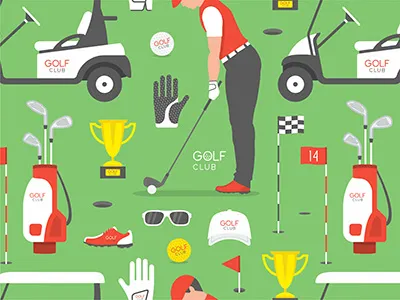 Seamless pattern with Golf game car game gold golf golfer golfing grass green hole man pattern play