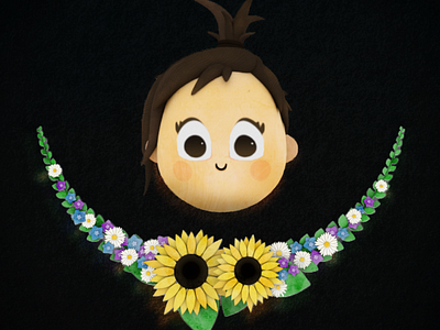 Emma 3d 3d model floral flowers girl maya modelling portrait render wreath
