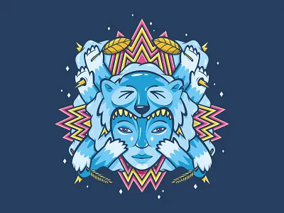 Tirta Teja batik illustration mask pattern rain rice tirtateja vector wolf