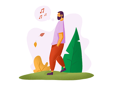 Chillin' beard character flat foliage grass hair illustration ipad music nature plants singing