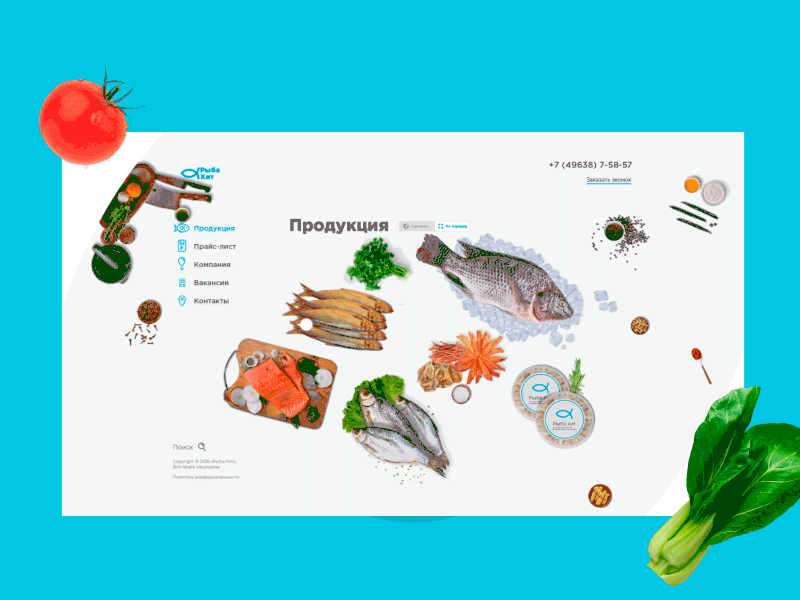 Animation for the site animation factory fish fish company food gif production sea site ui ux