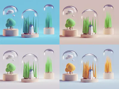 Quick Color Study b3d blender building contained glass home illustration isometric low poly render