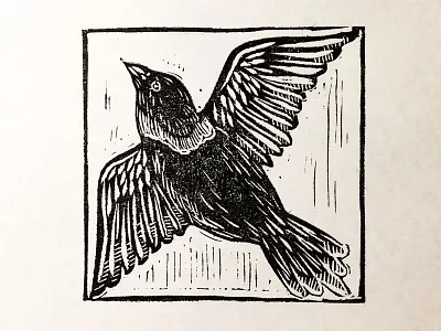 ENGRAVED BIRD bird blockprinting engraved printmaking