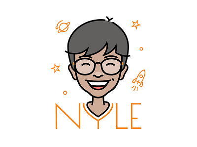 Nyle avatar glasses happy illustration illustrator moon orange planet rocket space stars vector