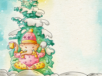 Ganesha in Winter Season wedding invitation coimbatore ganesha illustration invitation invitation suite procreate quirky scd balaji watercolour winter