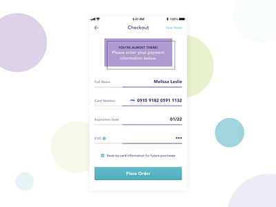 Daily UI - 002 - Credit Card Checkout app application checkout credit card daily ui ios mobile shopping user interface