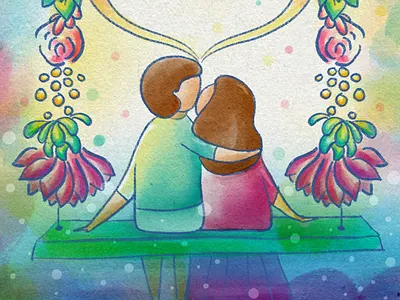 Bohemian Wedding Invitation bohemian boho einvite flowers illustration invitations kiss love procreate scdbalaji watercolour wedding