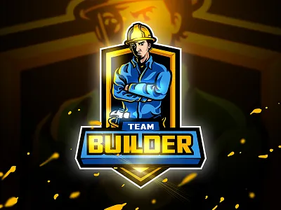 Builder - Mascot & Esport logo astisan builder building esport game hammer helm logo mascot sport squad unique