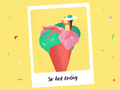 So Hot Today:) cream frame girl hot ice polaroid summer yellow