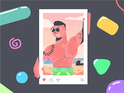 #Beach. beach character dude illustration summer ui vector web