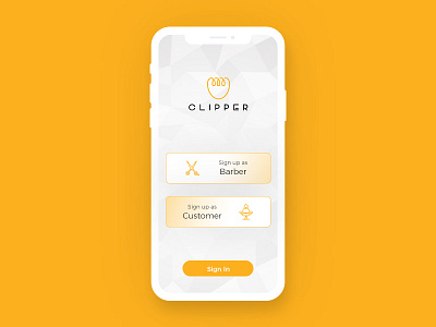 Barber App app barber ios iphone x pattern sign in sign up ui ux yellow