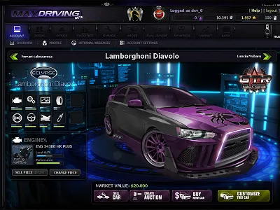 Maxdriving Interface html interface ux videogame