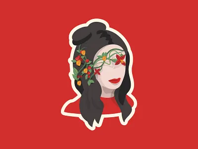 Flowers 2d design digitalart flowers illustrator portrait red vector woman