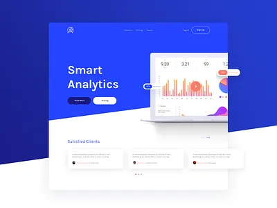 Analytics Landing analytics clients company dashboard landing site startup ui web website