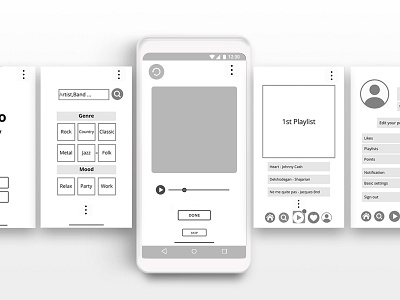 Music app wireframe ali tasbandi app design ui ux