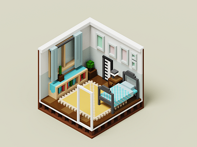 Room #001 3d cubos isometric magicavoxel miniature pixelart room voxel voxels