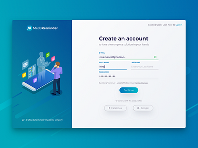 MedsReminder - Sign Up dailyui form login password sign up ui design username