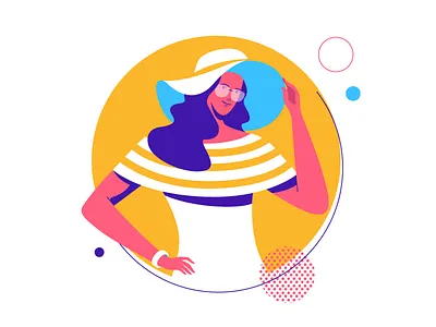 Vacation avatar character enjoy girl holiday hot illustration lady relax style vacation