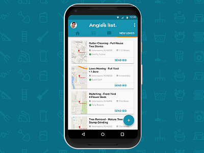 Angie's List Pro App - New Leads mobile design ui design ux design