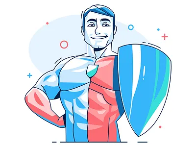 Shield-man character coreldraw hotspotshield illustration mamozinger vector