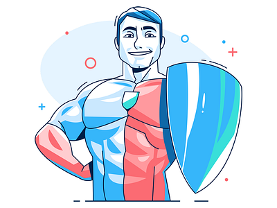 Shield-man character coreldraw hotspotshield illustration mamozinger vector