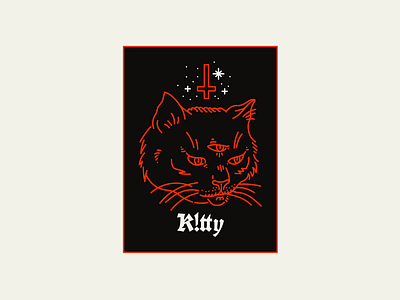 All Seeing K!tty cat design graphic harryvector illustration kitty line minimal occult red satanic typography