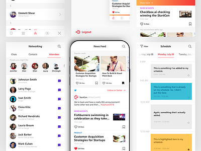 Startup Conference App article calendar chat contact contacts medium mobile app schedule social startup user experience user interface