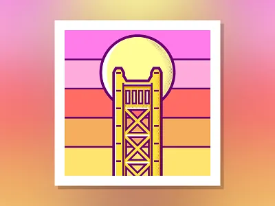 Tower Bridge bridge clean design drawing flat logo sacramento