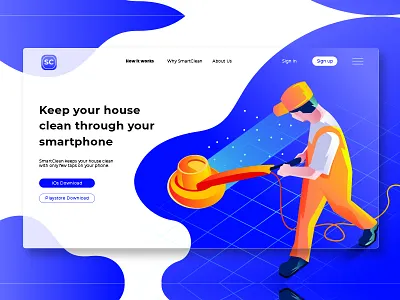 Cleaning & Sanitation - Banner & Landing Page banner business clean cleaning development illustration landing landing page page sanitation webapp website
