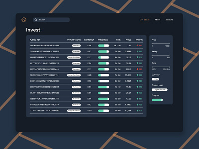 Invest in Crypto Loans blockchain crypto data figma finance fintech