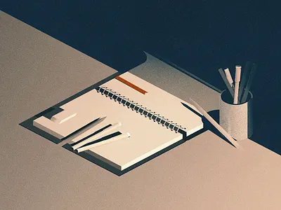 writer's block illustration isometric not the movie notebook tabula rasa writers block