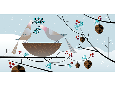 ❄️ Holidays for Uber ❄️ birds christmas holidays nest snow uber vector winter