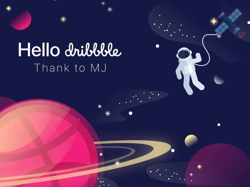 Hello Dribbble dribbble first hello illustration invites mj shot