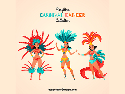 Brazilian Carnival dancers brasil brazilian carnival dancers flat freepik illustration rio carnival vector