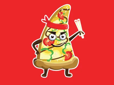 Teriyaki pizza character cheese japan pizza sticker teriyaki