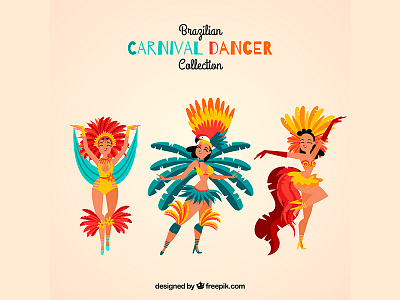 Brazilian Carnival dancers brasil brazilian carnival dancers flat freepik illustration rio carnival vector