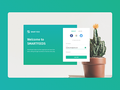 Smartfeed blog card minimal signup ui ui design webdesign