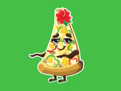 Aloha pizza aloha character cheese flower hawaii pizza sticker