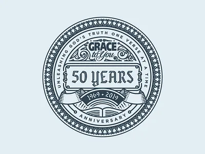 Grace To You — 50 Years Badge badge engraving illustration logo seal