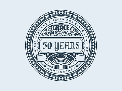 Grace To You — 50 Years Badge badge engraving illustration logo seal