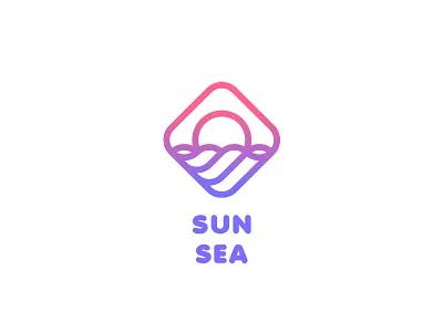 Sun Sea Logo - Day 44 clean last spark line logo logos one day one logo outline photo sea sun travel wave
