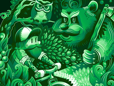 Illustration for Summer Vacation bicycle character colours forest green illustration vacation vector
