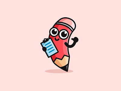 Pencil brand branding cartoon comic clipboard design draw drawing eraser stationery face expression friendly fun illustrative illustration logo identity mascot character pencil survey write writing