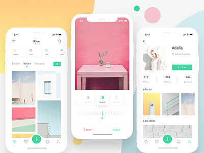 Photo App camera app gallery ios app minimal photo app ui design white clean ui