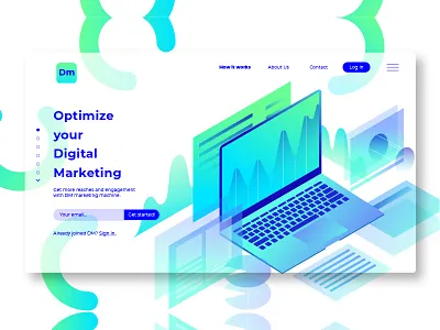 Digital Marketing - Banner & Landing Page banner clean development digital marketing illustration landing landing page laptop networking page webapp website