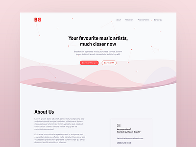 Blockchain Operated Music Website Design - Believe in the Band artist bitcoin blockchain crypto cryptocurrency geometry kickstarter line lines music musician pink