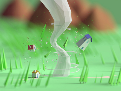 Tiny Tornado b3d blender home houses illustration isometric low poly render tiny tornado