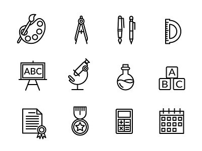 School Icons education geometry icon icons line microscope outline school science set tools university